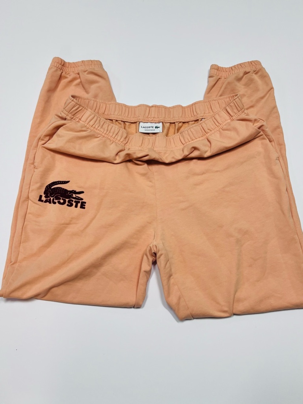 Lacoste Peach Lounge Pants Joggers Elastic Waist Logo Size L - Picture 4 of 11